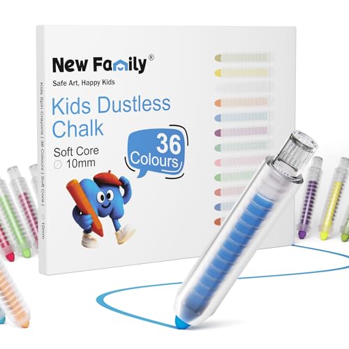 NewFamily 36-Color Dustless Chalk with Holders, Non-Toxic Washable Sidewalk & Blackboard Chalk for Kids' Toddler Art & Indoor Play - style: 36Colors Chalk Set