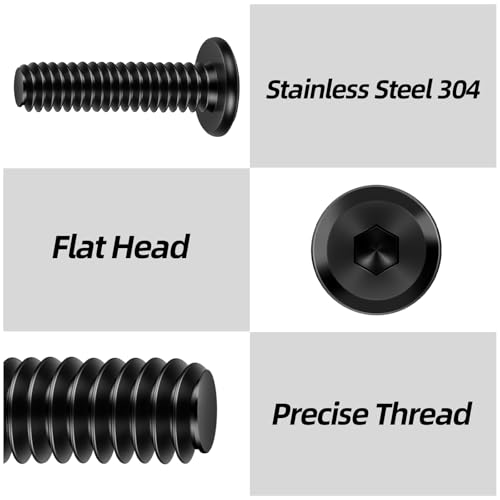 #10-24 x 1 Flat Head Socket Head Screw Furniture Bolts Countersunk Connector Screws, Stainless Steel 18-8 (304), Black Oxide, Fully Threaded, 25 PCS - size: #10-24 x 1"