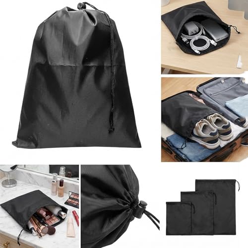 6-Pack Nylon Drawstring Bags with Toggle Closure - Multi-Size Cinch Sack Set for Travel Luggage Organization, Gym Gear, Shoe Storage, and Folding Blind Cane Pouch - Ditty Bags(12 x 15 Inch) - size: 12 x 15 Inch