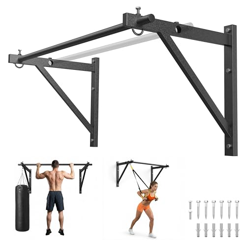 HANDBODE Wall Mounted Pull Up Bar for Doorway, 52''/36'' Chin Up Bar | 500 lb Capacity, Thickened Steel Construction, Joist Mounted - color: 52” wall mounted pull up bar
