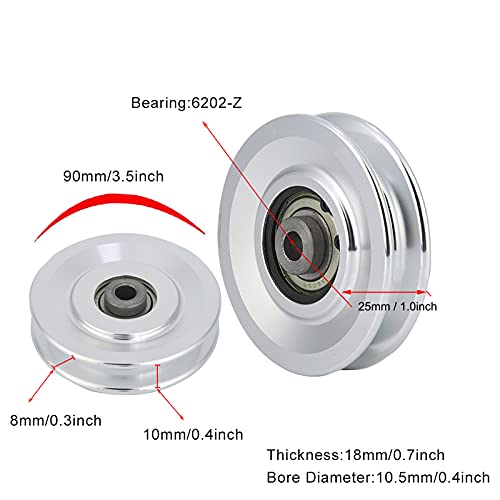 Brrnoo Cable Pulley System Gym, Aluminium Alloy Fitness Pulley Pulley System Pulley Wheel Attachments Fitness Pulley Strength Training Accessory - size: Diameter 90mm