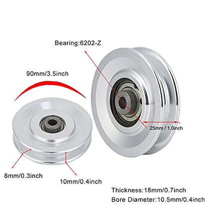 Brrnoo Cable Pulley System Gym, Aluminium Alloy Fitness Pulley Pulley System Pulley Wheel Attachments Fitness Pulley Strength Training Accessory - size: Diameter 90mm