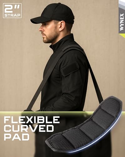 WYNEX Shoulder Strap, 55 inch Universal Bag Strap Replacement with Pad | Single Shoulder Strap with Detachable Thick Pad, Crossbody Bag Strap for Tactical Pouch Tool Bag Messenger Bag Luggage Duffle - color: Black, size: 2“ Strap