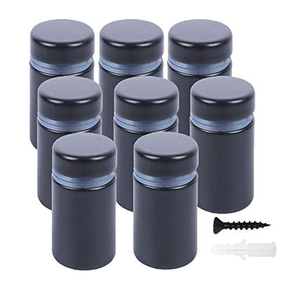 Osring 3/4 x 2 Inch Sign Standoff Mounting Hardware, Black Screw Standoffs Wall Supporting Acrylic Board, Glass Panel and Plexiglass Picture, 8 Pack - size: 3/4"x2"