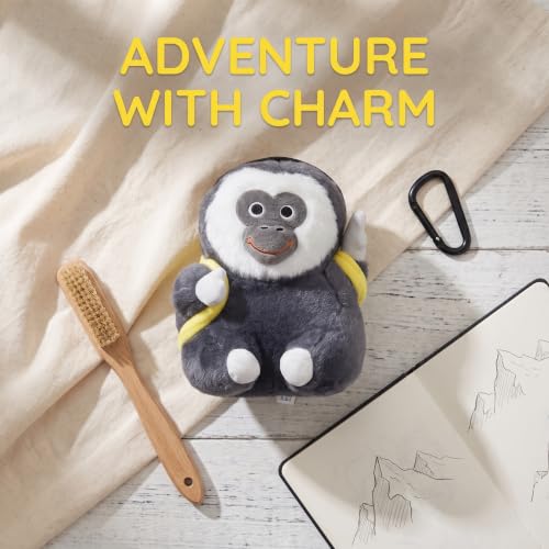 White-Faced Gibbon Plush Chalk Bag, Drawstring Magnesia Storage Pouch with Adjustable Waist Strap, Cute Ape Animal Shape Gym Chalk Holder for Rock Climbing, Bouldering, Weight Lifting, Gym Training