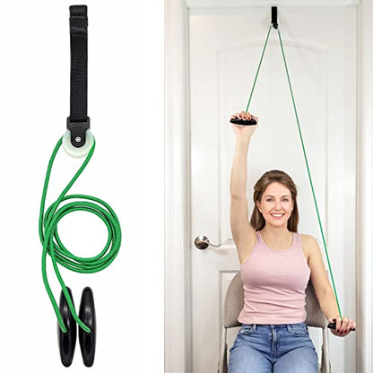 LiftAid Shoulder Pulley for Physical Therapy with Exercise Guide - Improves Shoulder Strength & Range of Motion - Reduces Pain, Helps in Muscle Recovery - Physical Therapy Equipment (Green) - color: Green