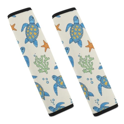 Breathable Seat Belt Shoulder Pad for Adults and Children, Stroller Pushchair High Chair, 2 Pack Ocean Turtle Sea Turtles Neck Strap Covers Easy Install (No Tool) - color: Pattern 1093