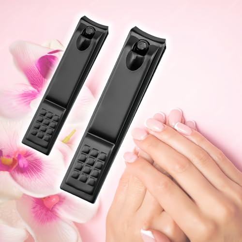 2PCS Premium Ultra-Sharp Stainless Steel Nail Clippers Set - Ergonomic Fingernail & Toenail Cutters for Effortless Trimming, Travel-Friendly Nail Kit for Men & Women - Black - color: Black, size: 2PCS