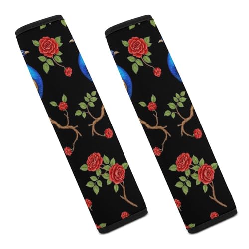 2 Pack Peacock Vintage Flower Feather Seat Belt Cover Universal Fit Shoulder Harness Cover for Girls and Boys, Car Seats Pushchair Strollers High Chair Pushchair - color: Pattern 830