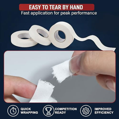 YINTTIAN Finger Tape 0.5in × 32ft Athletic Tape for Fingers No Residue | White Finger Sports Tape for BJJ, Rock Climbing, Weightlifting, Football, Basketball, Volleyball, Pack of 3