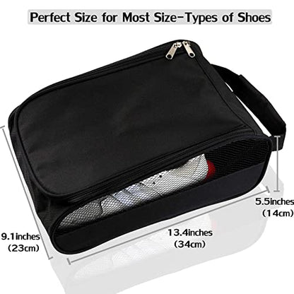 Outdoor Golf Shoes Bags Travel Shoes Bags Zippered Sport Shoes Bag (Black) - color: Black