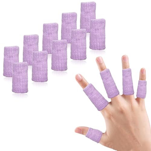 Finger Compression Sleeves Support, Finger Protectors Cots for Arthritis Swelling Basketball Sport, Breathable Elastic (10, Light Purple, One Size) - color: Light Purple