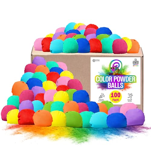 Chameleon Colors Original Color Powder Balls for Color Wars, Fun Runs, Summer Games, Events, Festivals, Prefilled & Refillable, Non-Toxic, Great for Birthday Parties, 10 Vibrant Colors, 100 Pack - size: 100PK