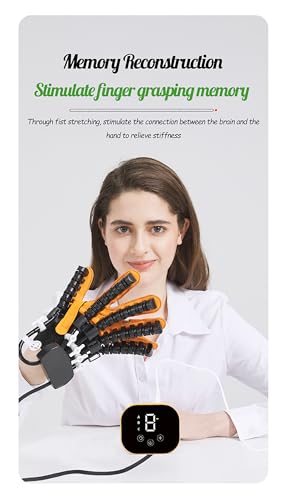 Rehabilitation Robot Gloves Hemiplegia Hand Stroke Recovery Equipment with 3 Training Modes, Robot Hand Glove Finger Trainer with Strength Adjustment - color: Left, size: Large