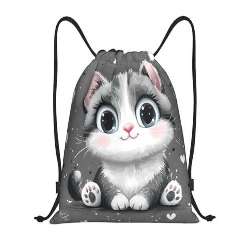 Drawstring Sports Backpacks - Lightweight Swim Gym Bags for Women Men String Sackpack for Beach Travel Yoga(Small, Kitty Cats) - color: Kitty Cats, size: Small