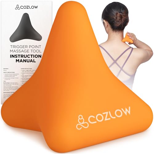 Pyramid Shaped Massage Tool for Trigger Point Therapy & Myofascial Release | Cozlow 4 point silicone massager ball for muscle knot release - acupressure therapy for back, feet, Psoas pain & relaxation - color: Orange - Style D