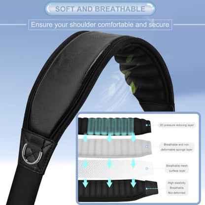 ZINZ Shoulder Strap 78" Belt with Neoprene Thick Padded, Universal Bag Strap with Double Adjustable Buckles and Metal Swivel Hooks,Ideal for Individuals 5'11" and Taller,Black - color: Black