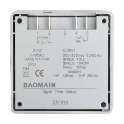 Baomain Time Switch Relay with Waterproof Cover,Digital LCD Programmable Timer,24V DC/AC Input,200-250V 16A Output,28 Programs Daily/Weekly Schedule,CN101A for Lighting and Equipment Control - size: Timer with Cover