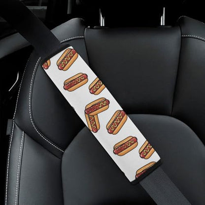 Breathable Seat Belt Shoulder Pad for Adults and Children, Stroller Pushchair High Chair, 2 Pack Hot Dog Food Neck Strap Covers Easy Install (No Tool) - color: Pattern 850