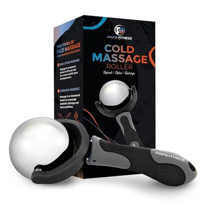 Cold Massage Roller Ball | Cold Therapy | Ice Roller Ball with Handle | cryo Stick | Relieve Muscle Pain (Black) - color: Black