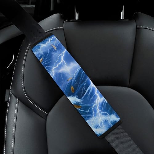 Breathable Car Seat Belt Pad for Girls and Boys, Stroller Pushchair High Chair, 2PCS Sea Lightning Eagles Feather Ocean Wave Shoulder Harness Cover Easy Install (No Tool) - color: Pattern 1259