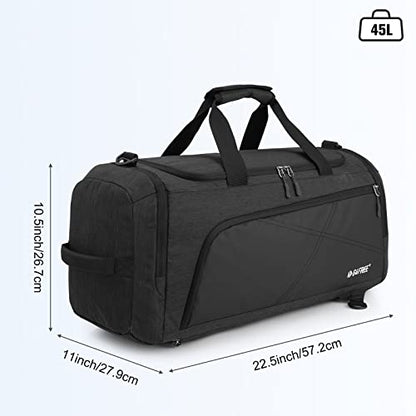 G4Free 45L/60L 3-Way Duffle Backpack Gym Bag with Wet Pocket & Shoes Compartment Sports Travel Weekender Overnight Duffel Bag | with Wet Pocket, Weekender Overnight Duffel Bag, Dark Grey - color: Dark Grey, size: 45L