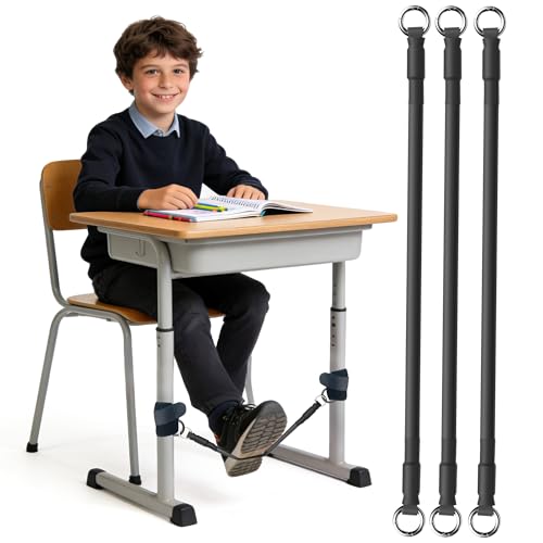 3-Pack Sensory Chair Bands for Kids - Anti-Slip Fidget Tool for ADHD, Autism & Focus-Silent Stress Relief Bands Fits 20"-28" Desk Legs for Classroom & Home (Black) - color: Black*3(16.54"), size: Type L Fit 20”to 28" Desk Legs