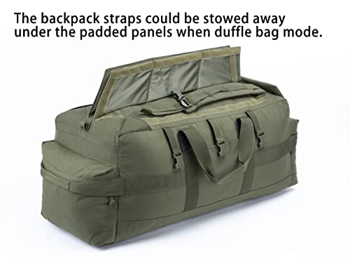 Large Military Duffle Bag Backpack Tactical Field Gear Equipment Duffel Bag Army Deployment Bag 85L - color: Olive Drab
