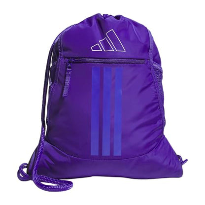adidas Alliance Sackpack – Drawstring Backpack for Sports, Small Gym Bag - color: Pure Purple/White/3