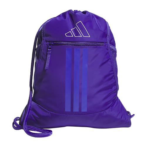 adidas Alliance Sackpack – Drawstring Backpack for Sports, Small Gym Bag - color: Pure Purple/White/3