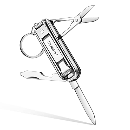 MR.GREEN Multifunctional Nail Clippers Stainless Steel Six Functions Nail Cutter Nail Files Small Knife Scissors (Large) - size: Large