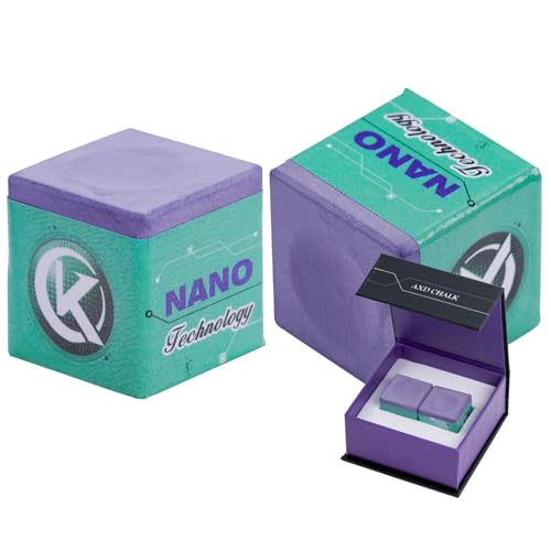 KONLLEN Professional Pool Cue Chalk, Nano Technology | Long-lasting formula for better grip, control and cleaner cue tip contact - color: Purple-Medium, size: 2 pieces