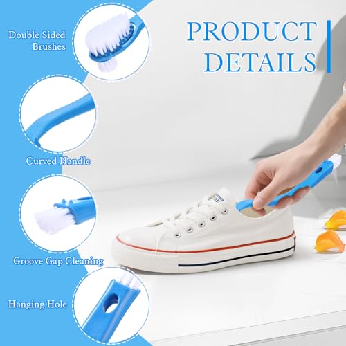 2Pcs 10in Shoes Cleaning Brushes, Double Sided Shoe Sole Cleaner Insider Shoe Wash Cleaner Large Boot Scrubber Cleaner Tool Kits, Blue