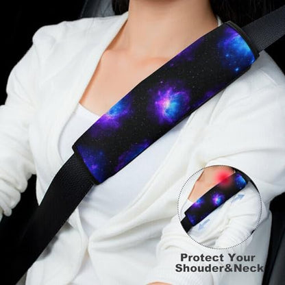 Universal Soft and Comfortable Seat Belt Cover for Adults and Children, Most Cars, 2 Pack Purple Galaxy Starry Sky Constellation Seat Belt Covers Cushion Neck and Shoulder Support - color: Pattern 856