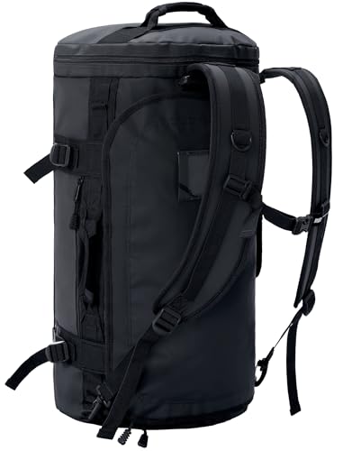 MIER Large Duffle Bag Backpack for Travel Camping Gym Sports, 45L/60L/90L | Water Resistant, Convertible Duffel, Detachable Backpack Straps, Shoe Compartment, Heavy-Duty Tarpaulin, 3 Sizes - color: Black, size: 45L