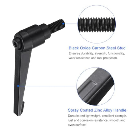 uxcell 4pcs Clamping Lever Handles, M10 x 20mm Black Oxide Carbon Steel Threaded Male Stud, Adjustable Handles Locking Quick Release Ratchet Push Button Bolt Knobs, Black - size: M10 x 20mm