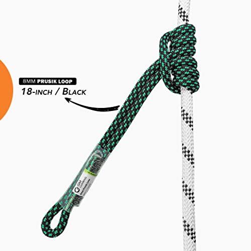 GM CLIMBING 8mm (5/16") Prusik Loop Pre-Sewn 18 inches / 24 inches - color: Orange-24 Inch