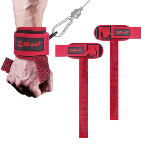 Weight Lifting Straps with Cuffed D Ring,Heavy Duty Thyick Comfortable Lifting Straps, Secure Fit, Enhanced Grip, Straps for Weightlifting & Gym Training - color: Red