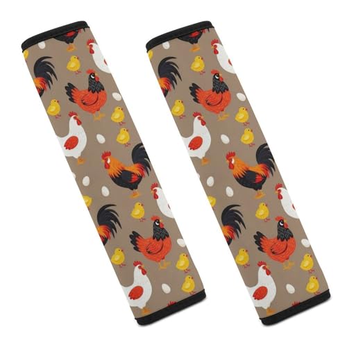 Universal Fit Chicken Printed Car Seat Belt Pad for Elderly Support, Stroller Pushchair High Chair, 1 Pair Shoulder Harness Cover Neck and Shoulder Support - color: Pattern 1024