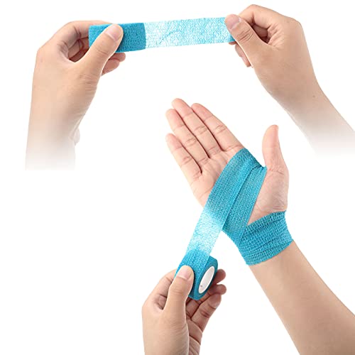 BBTO 12 Pack 1'' x 5 Yards Self Adhesive Bandage Wrap, Elastic Breathable Self Adherent Wrap for Sports, Toe, Wrist, Ankle, Swelling Wraps, 12 Colors