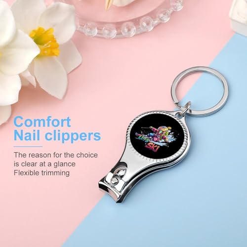 Ski Skiing Sports Nail Clipper with File Portable Metal Fingernail with Key Ring for Traveling Home Office