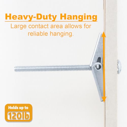 KURUI 1/4 Toggle Bolts for Drywall, 14Pcs Heavy Duty Metal Drywall Anchors Kit, Dry Wall Anchors and Screws Kit, Butterfly Anchors for Ceiling, Sheetrock, Hollow Wall - size: 1/4"