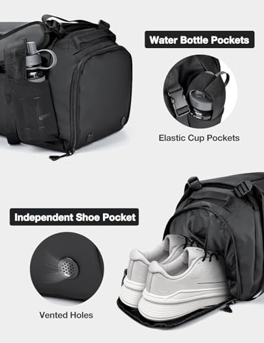 Gym Bag for Men Convertible Large-Capacity Gym Backpack, Water-Resistant Travel Duffel with Shoe Compartment, Quick Access Pockets & Adjustable Straps