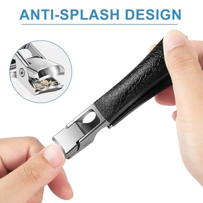 Nail Clippers for Seniors with Rotary Head, Large Heavy Duty Nail Clippers with Mess Free Catcher, Sharp Fingernail Clippers Nail Cutter Set with Long Handle for Men Women Adults