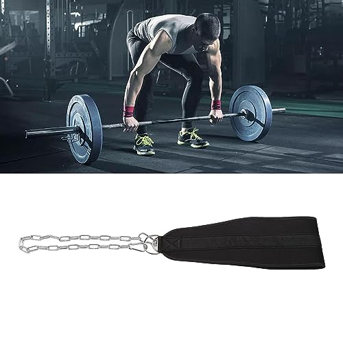 Weighted Dip Belt with Chain, Weighting Belt, Nylon Strap with Thick Metal Chain for Strength ing, Back Support Strap for Pull Ups and Double Bar Exercises