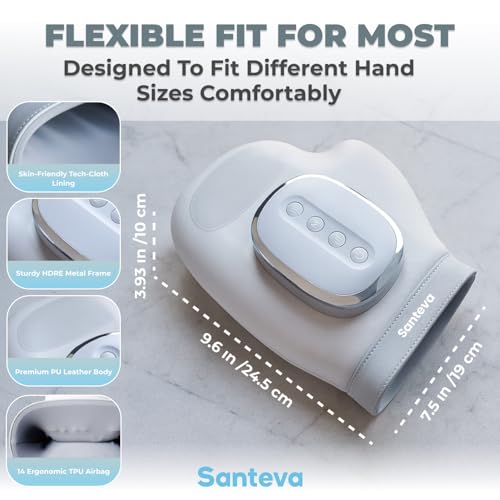 Cordless Hand Massager - with Heat and Compression - for Arthritis and Carpal Tunnel - Wrist Palm and Finger Massager - Deep Tissue Relief - Rechargeable and Portable Gift for Man and Women