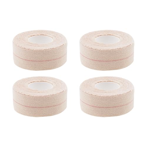 Adhesive Bandage Tape,ULIFESTAR Flexible Medical Bandage Wrap,Elastic Athletic Tape,Cotton Stretch Skin Sports Tape,Cohesive Bandage Wrap for Ankle,Knee (Beige, 2.5cm*4.5m/0.98inch*5Yard, 4 Rolls) - color: Beige, size: 2.5cm*4.5m/0.98inch*5Yard, 4 Rolls