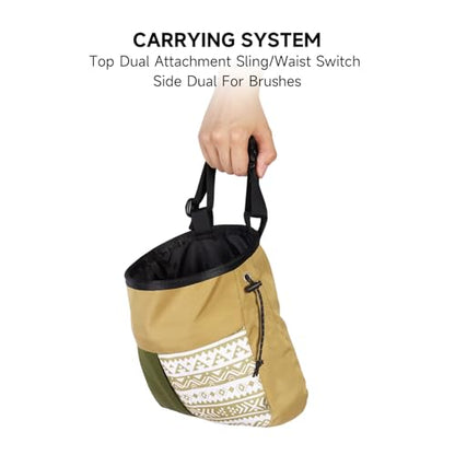 Mountaineering Chalk Bag with Large Capacity, Independent Front Compartment, Multifunctional Sports Bag for Climbers, Trapezoidal Bottom, Orange - size: Small Khaki