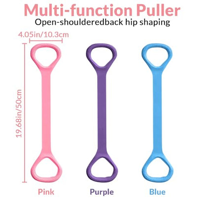 3 Pack Figure 8 Resistance Band with Handles - Bands for Working Out - Arm Back Shoulder Training Ropes - Portable Exercise Equipment for Yoga Pilates Stretching and Strength Training