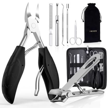 Toenail Clippers for Seniors Thick Toenails, Sharp Toe Nail Clippers Set for Men Women, Heavy Duty Fingernail Clipper Pedicure Tools for Feet, Professional Manicure and Pedicure Kit with Nail Scissors - style: Black 7PCS Nail Clippers Set